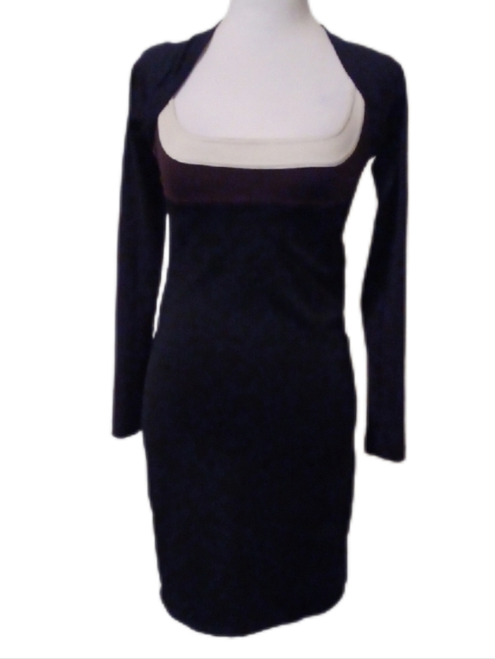 <> Vintage Cache Black Dress with Cream Brown Square Neck And Bolero Size Small